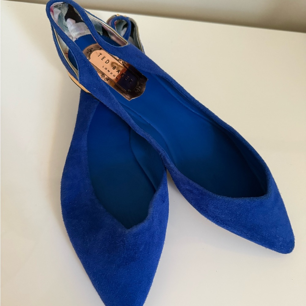 Ted Baker London DABIH Cut Out Ballet Flats Metallic Heel Women 39.5 USA 8.5 - Picture 5 of 7